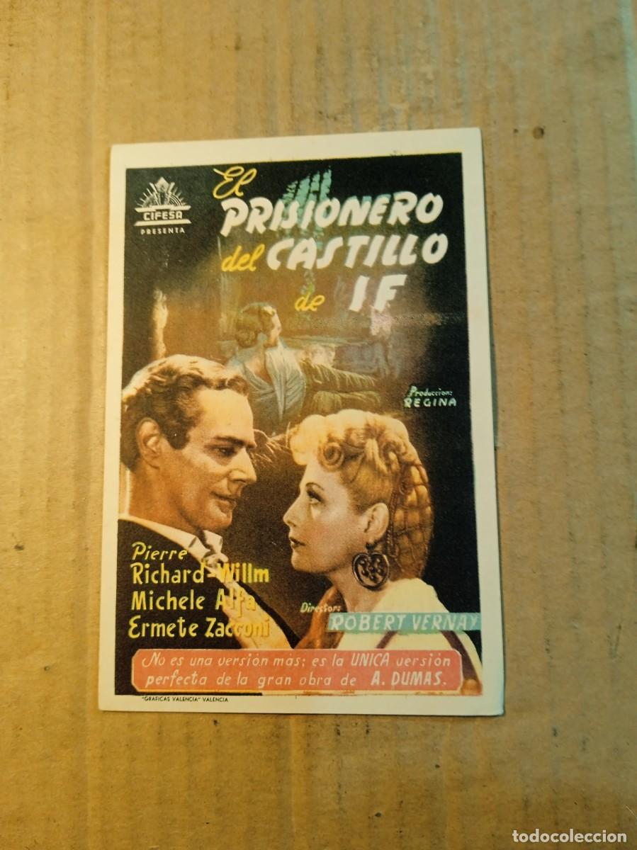 Cine: FOLLETO DE MANO CON PUBLICIDAD EL PRISIONERO DE CASTILLO DE IF