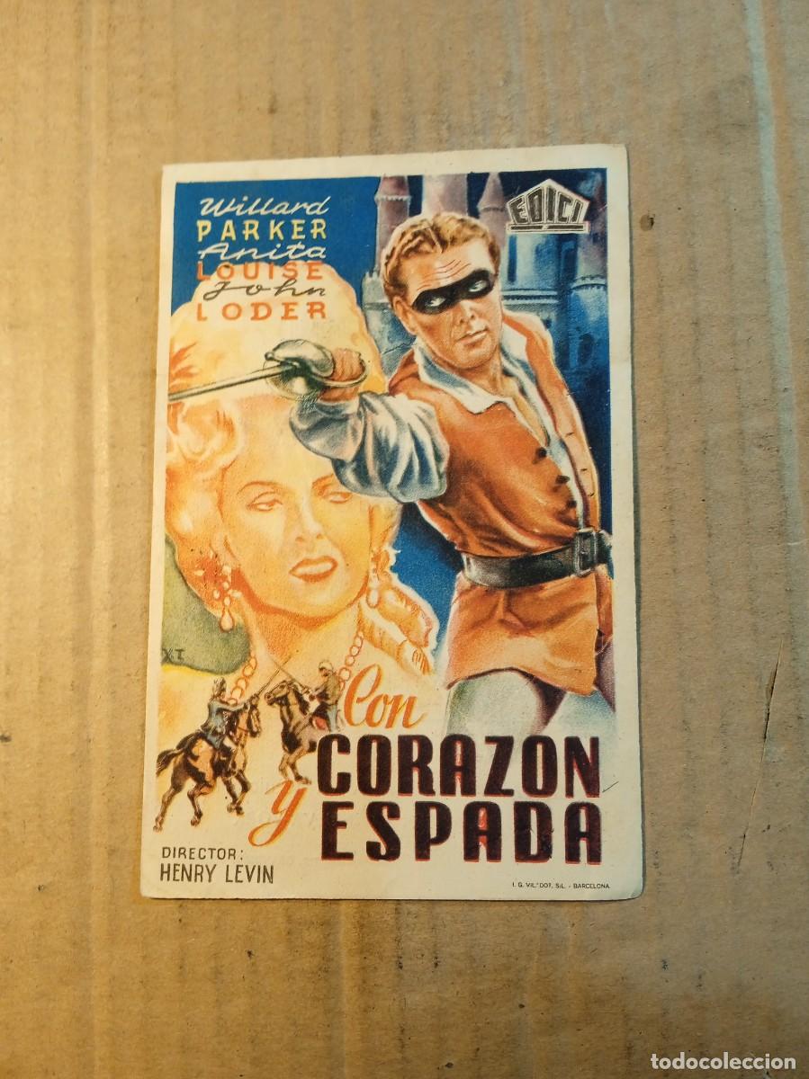 Cine: FOLLETO DE MANO CON PUBLICIDAD CON CORAZON Y ESPADA