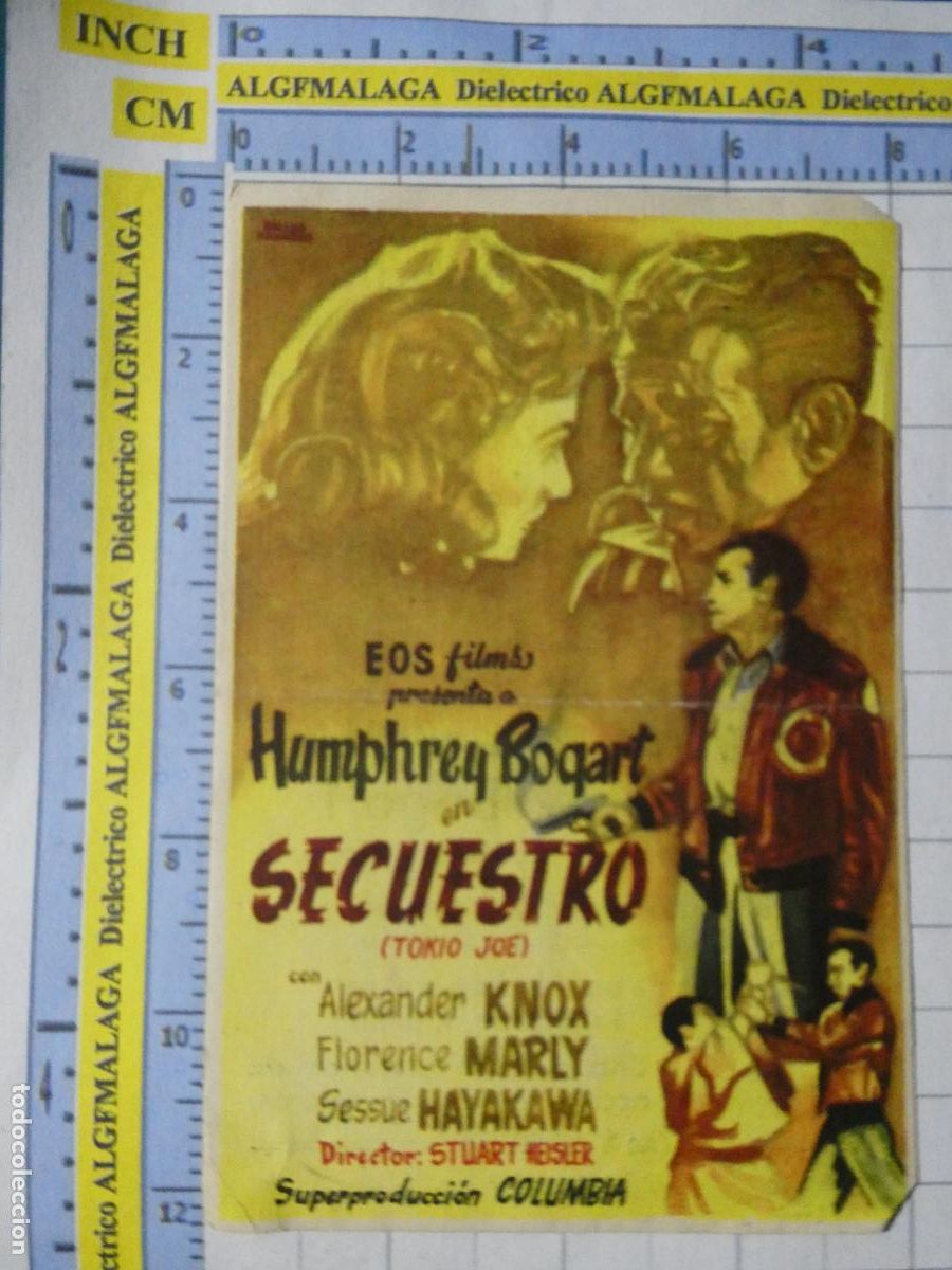 Cine: PROGRAMA DE MANO. PEL&Iacute;CULA SECUESTRO HUMPHREY BOGART. PUBLICIDAD TEATRO CERVANTES M&Aacute;LAGA. 235