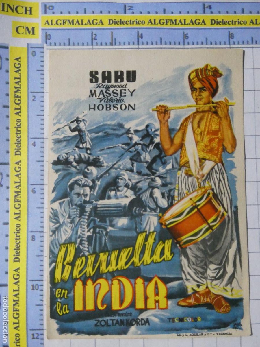 Cine: PROGRAMA DE MANO. PEL&Iacute;CULA REVUELTA EN LA INDIA. PUBLICIDAD CINE IMPERIAL PUERTOLLANO. 237
