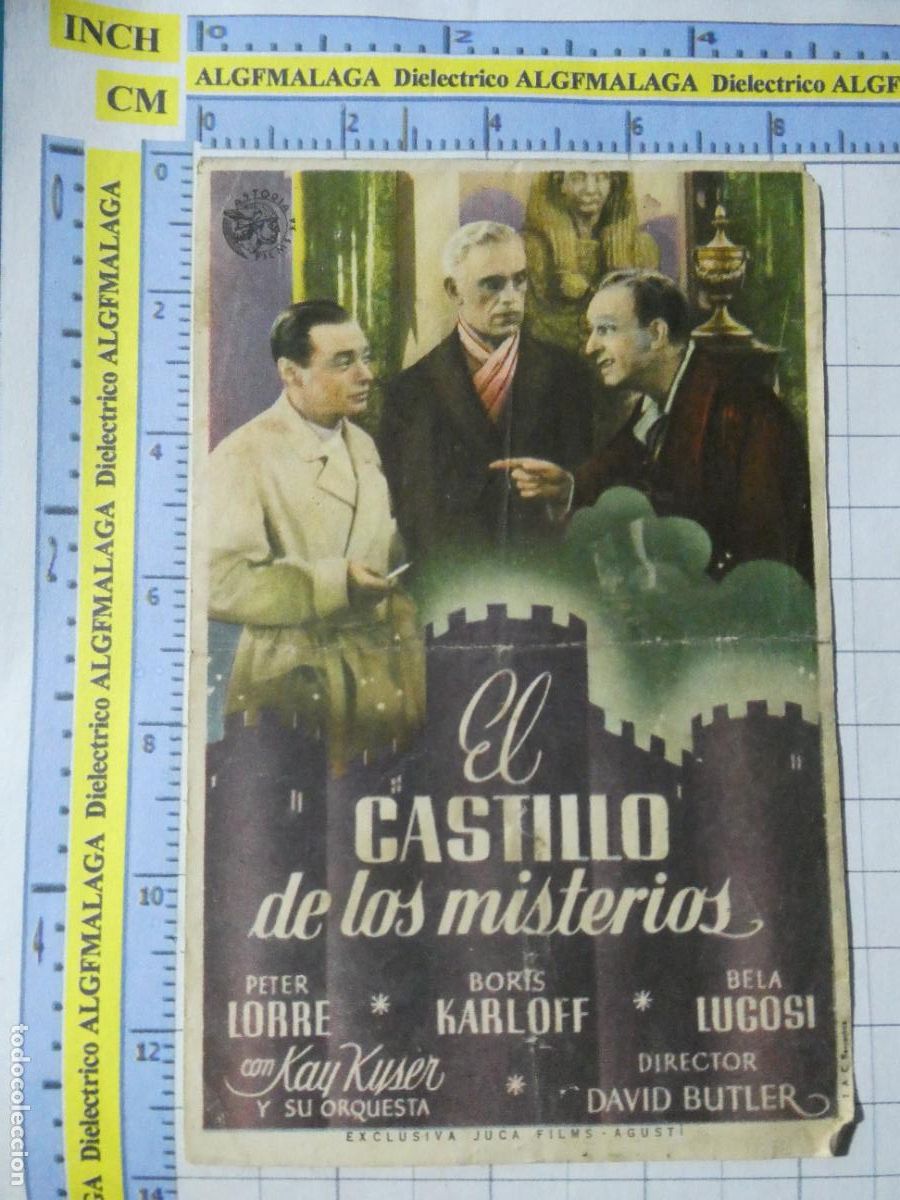 Cine: PROGRAMA DE MANO. PEL&Iacute;CULA EL CASTILLO DE LOS MISTERIOS. PUBLICIDAD CINE MODERNO M&Aacute;LAGA. 238