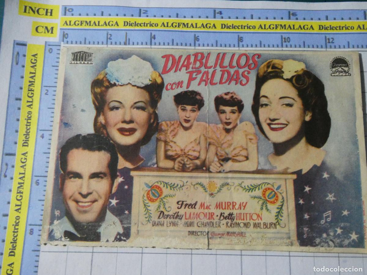 Cine: PROGRAMA DE MANO. PEL&Iacute;CULA DIABLILLOS CON FALDAS. PUBLICIDAD CINE ECHEGARAY M&Aacute;LAGA. 243
