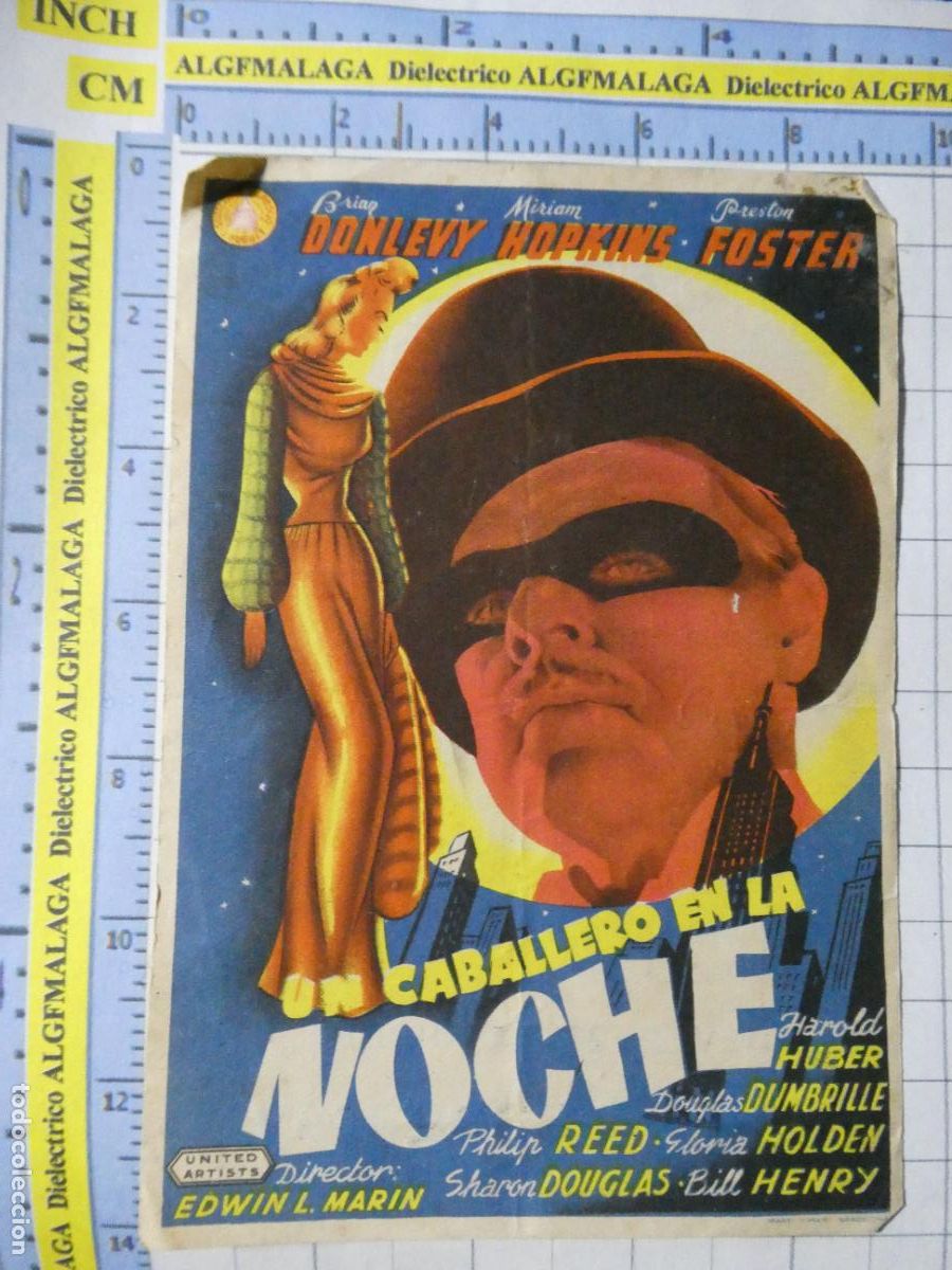 Cine: PROGRAMA DE MANO. PEL&Iacute;CULA UN CABALLERO EN LA NOCHE. PUBLICIDAD CINE ECHEGARAY M&Aacute;LAGA. 244
