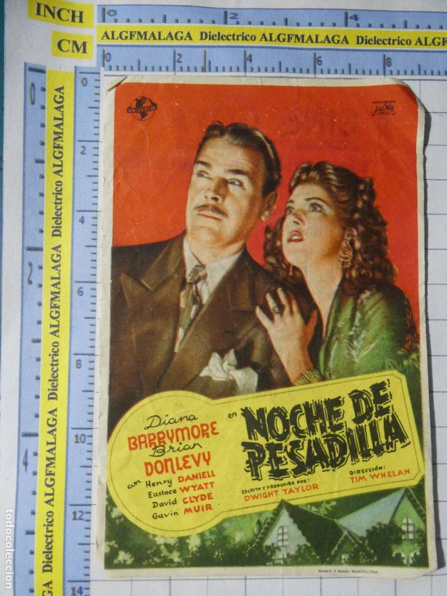 Cine: PROGRAMA DE MANO. PEL&Iacute;CULA NOCHE DE PESADILLA. PUBLICIDAD CINE GOYA M&Aacute;LAGA. 253