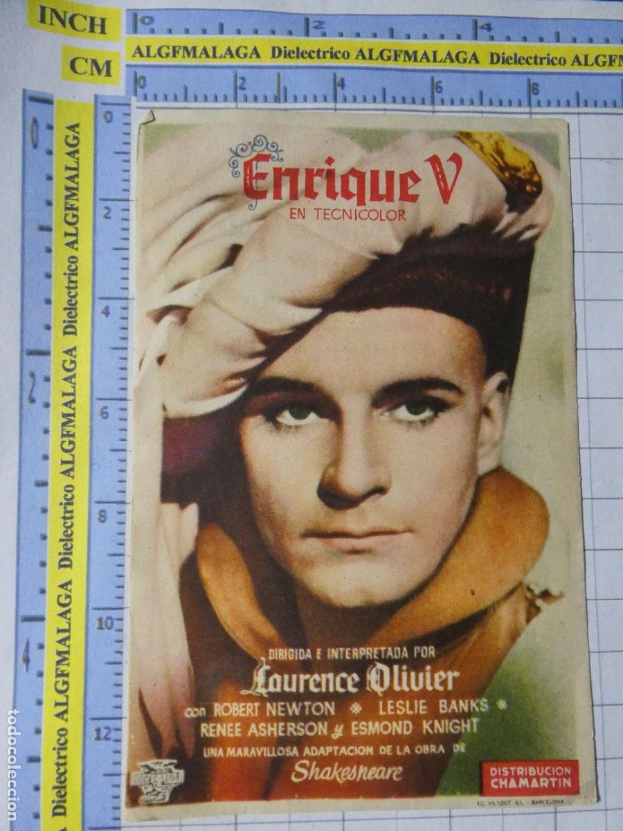 Cine: PROGRAMA DE MANO. PEL&Iacute;CULA ENRIQUE V. PUBLICIDAD CINE ECHEGARAY M&Aacute;LAGA. 254