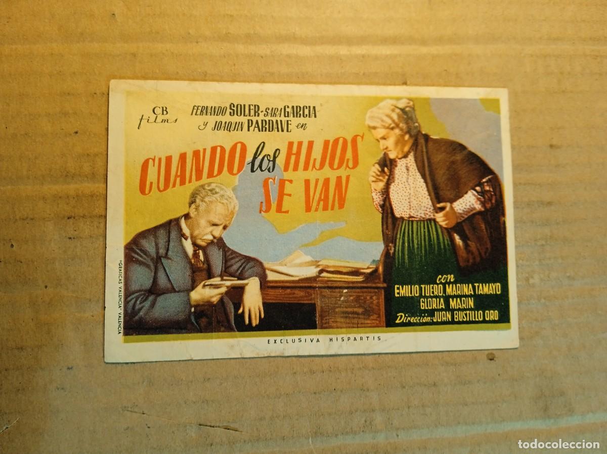 Cine: FOLLETO DE MANO CON PUBLICIDAD CUANDO LOS HIJOS SE VAN