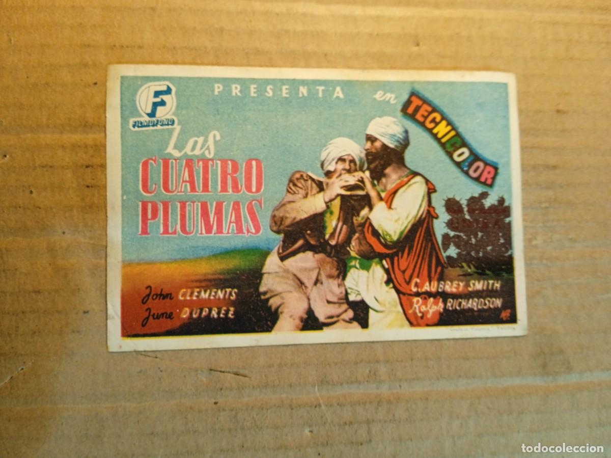 Cine: FOLLETO DE MANO CON PUBLICIDAD LAS CUATRO PLUMAS