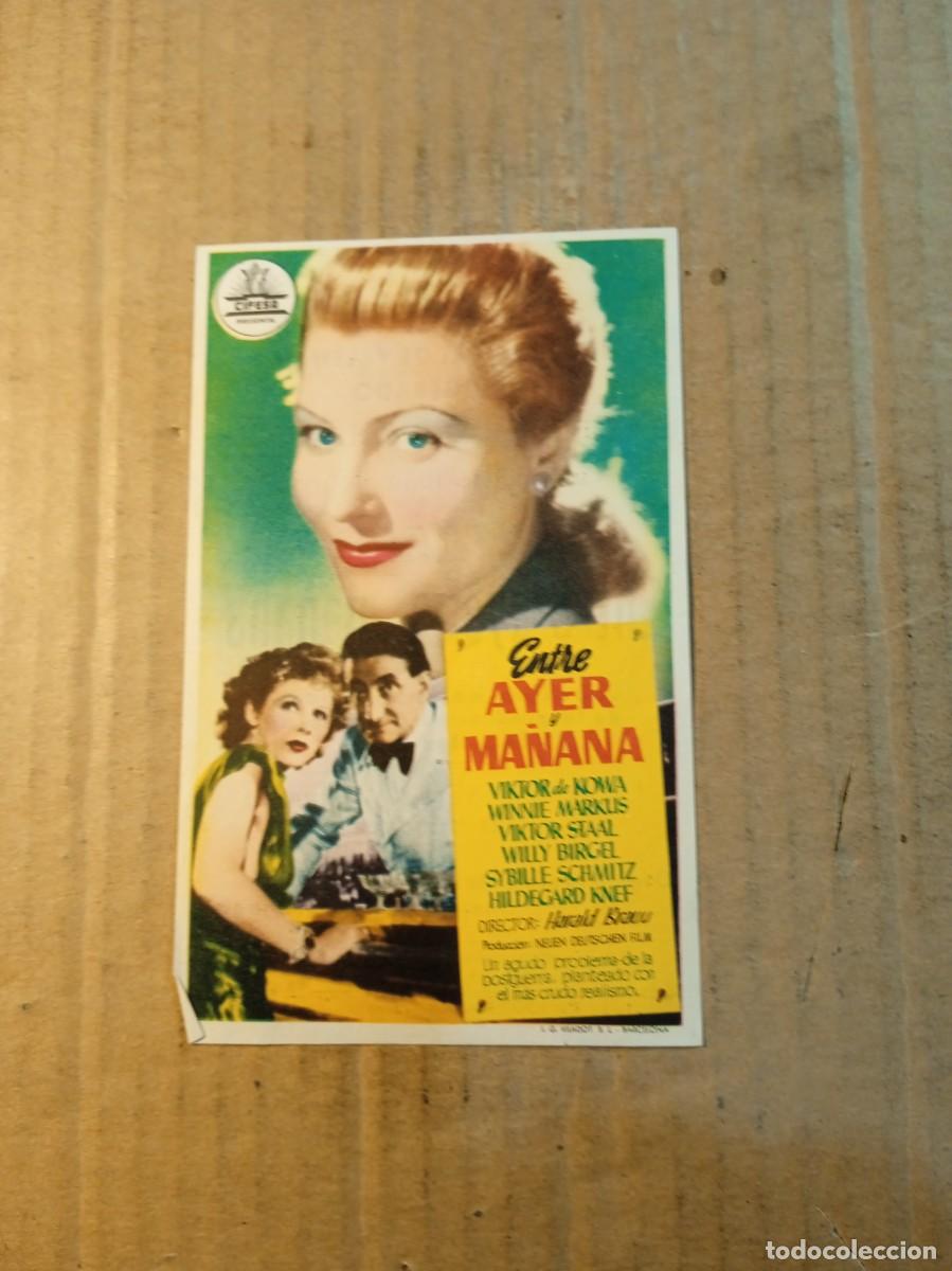 Cine: FOLLETO DE MANO CON PUBLICIDAD ENTRE AYER Y MA&Ntilde;ANA