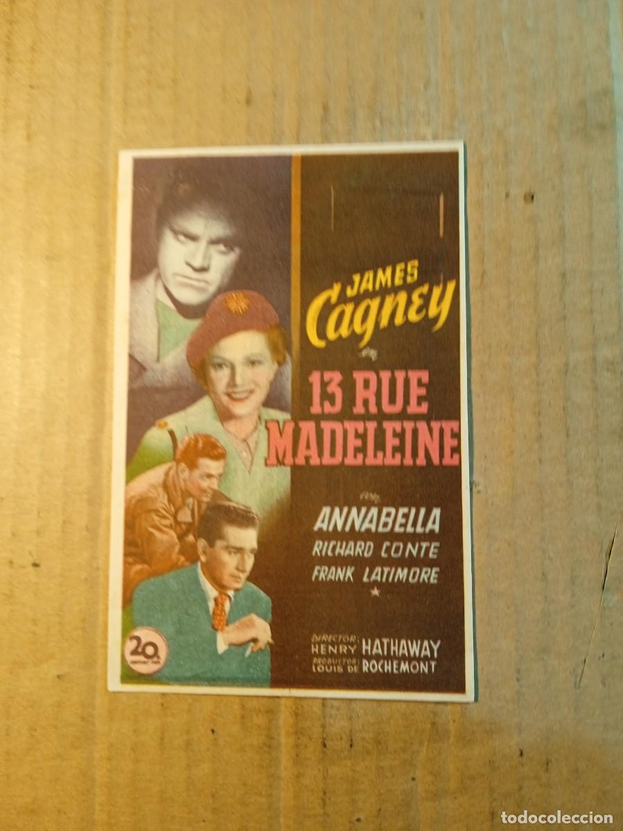 Cine: FOLLETO DE MANO CON PUBLICIDAD 13 RUE MADELEINE