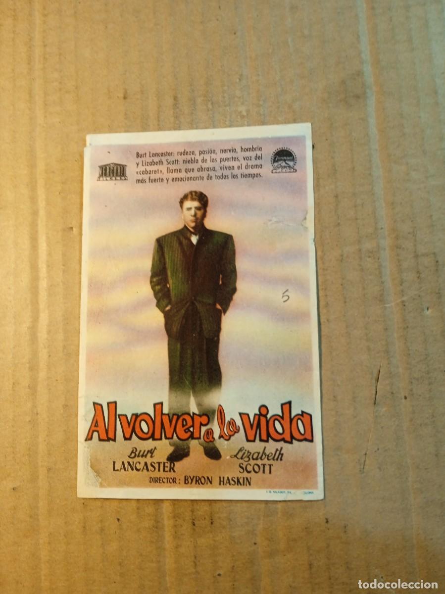 Cine: FOLLETO DE MANO CON PUBLICIDAD AL VOLVER A LA VIDA