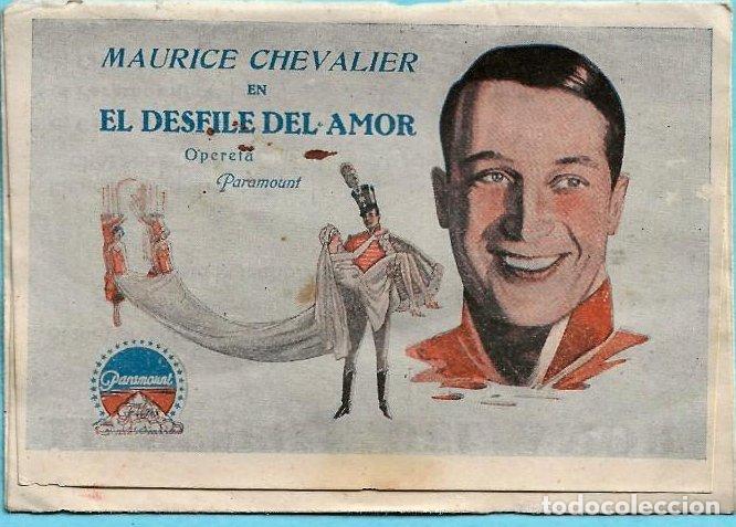Folhetos de m&atilde;o de filmes antigos de cinema: PROGRAMA EL DESFILE DEL AMOR. TAMBI&Eacute;N ES UN SOBRE. COLISEUM, 1929