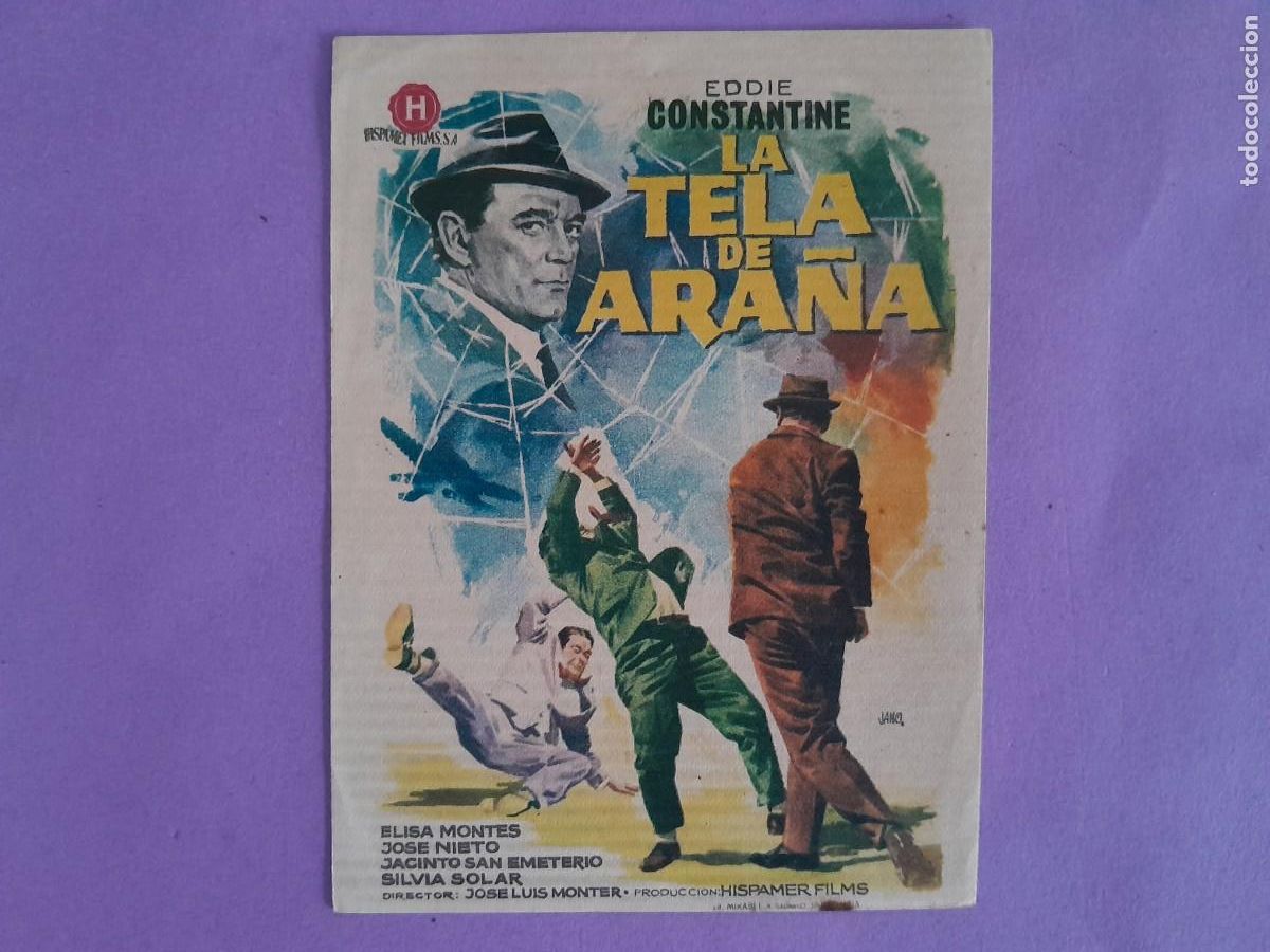Cine: FOLLETO DE MANO LA TELA DE ARA&Ntilde;A EDDIE CONSTANTINE JANO F-63