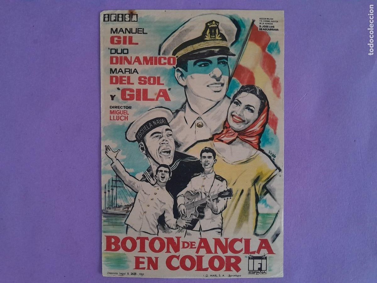 Cine: FOLLETO DE MANO BOTON DE ANCLA EN COLOR DUO DINAMICO F-68