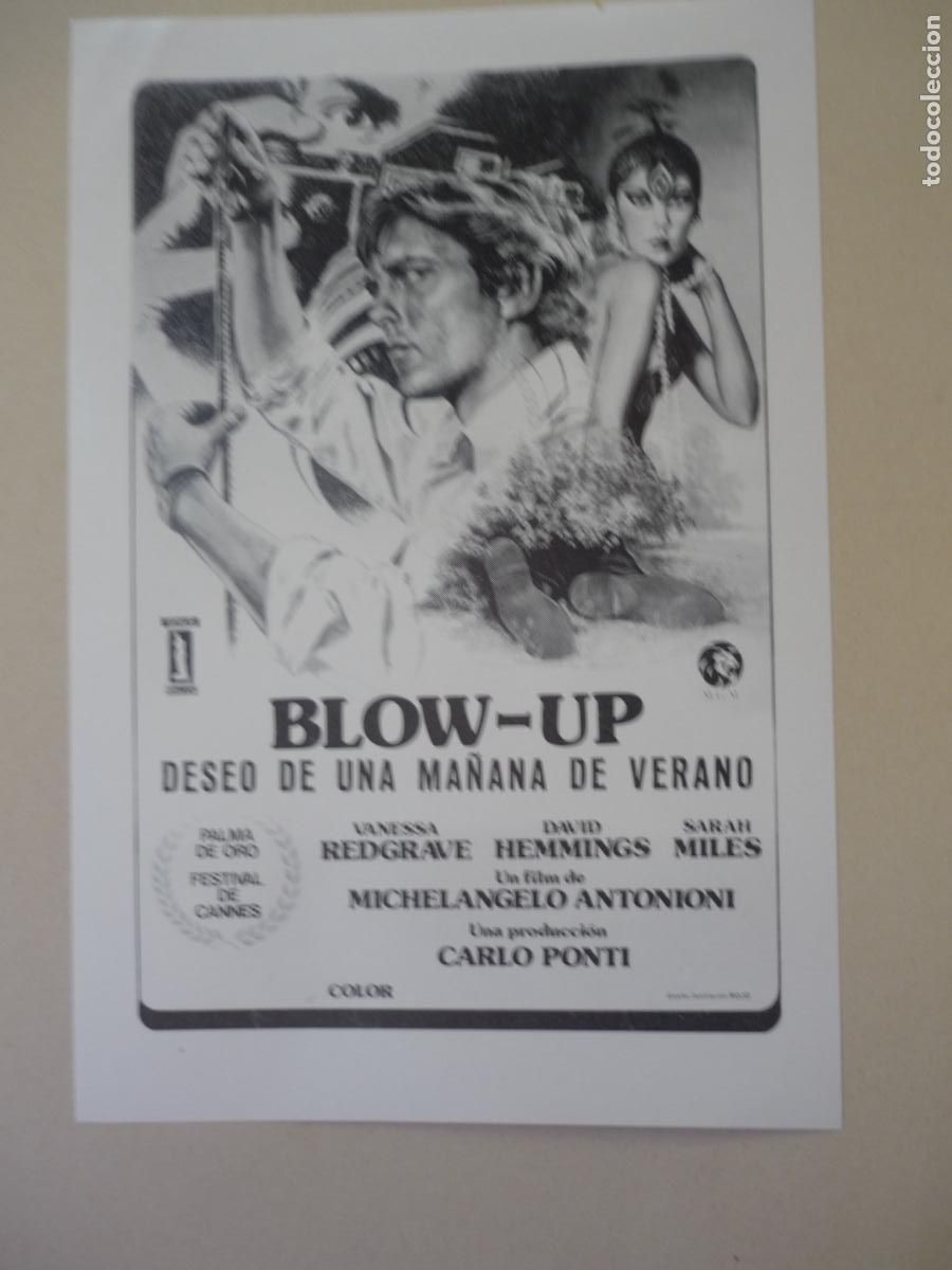 Cine: blow up - folleto mano original cliche prensa - Michelangelo Antonioni