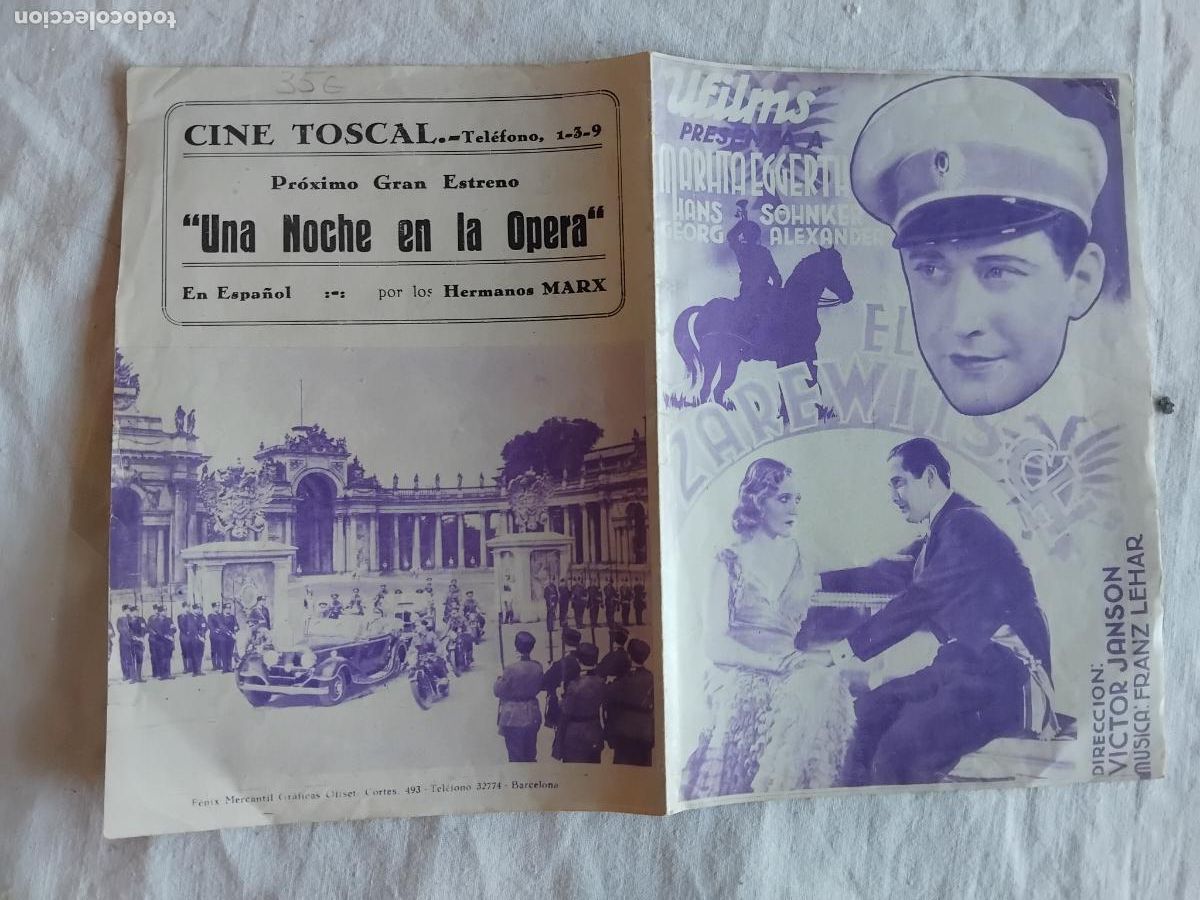 Cine: PROGRAMA DE CINE DOBLE EL ZAREWITSCH. CINE TOSCAL.