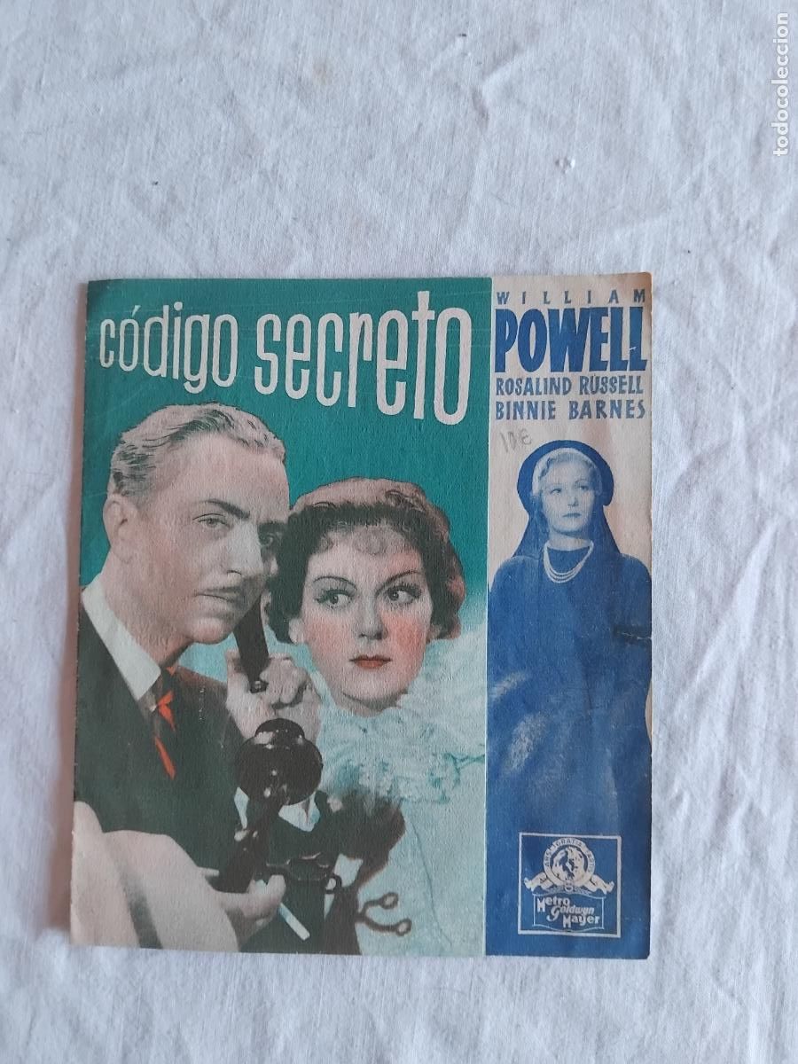 Cine: PROGRAMA DE CINE DOBLE CODIGO SECRETO. WILLIAM POWELL. CINE TEATRO GOYA. - Foto 1