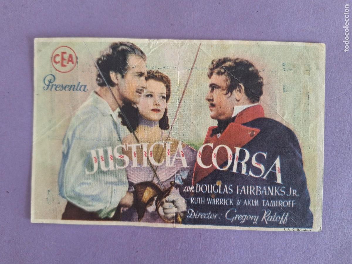  Foglietti di film di film antichi di cinema: FOLLETO DE MANO JUSTICIA CORSA A&Ntilde;O 1944 F-79