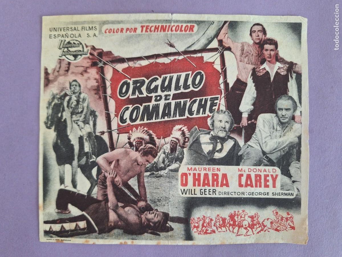 Cine: FOLLETO DE MANO ORGULLO DE COMANCHE F-90 SIN PUBLICIDAD