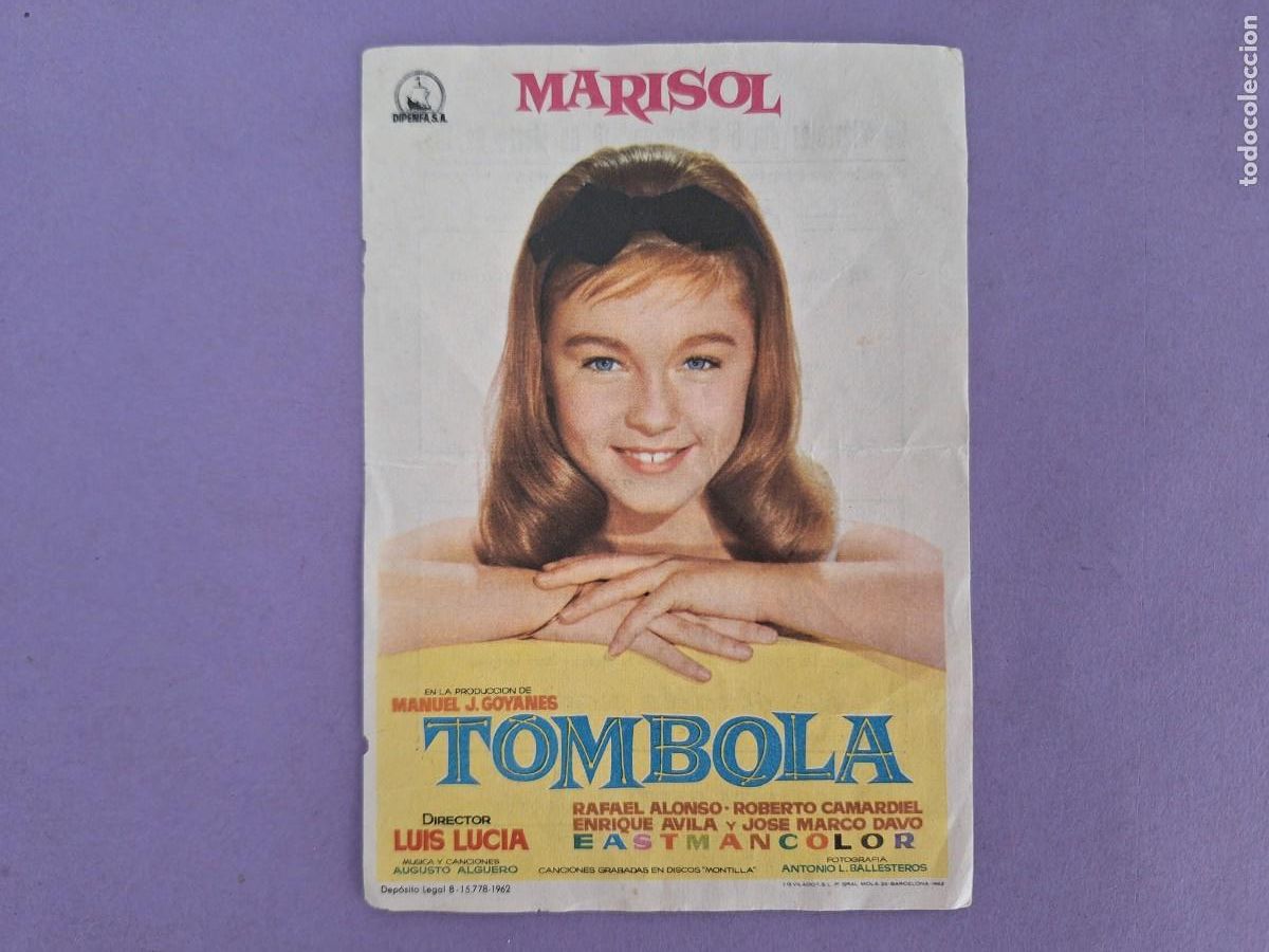 Cine: FOLLETO DE MANO TOMBOLA MARISOL F-94