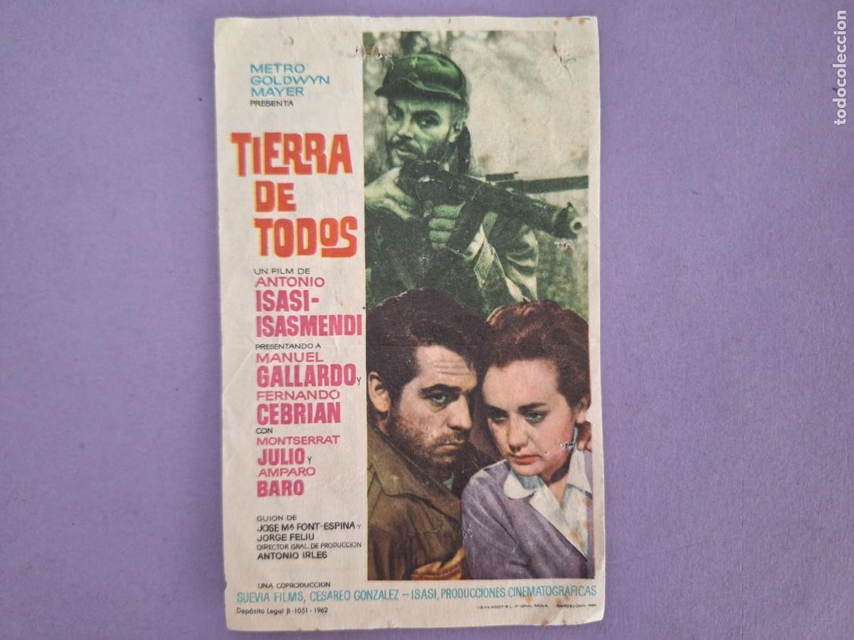 Cine: FOLLETO DE MANO TIERRA DE TODOS F-99 CINEMA MUSICAL SAGUNTO VALENCIA