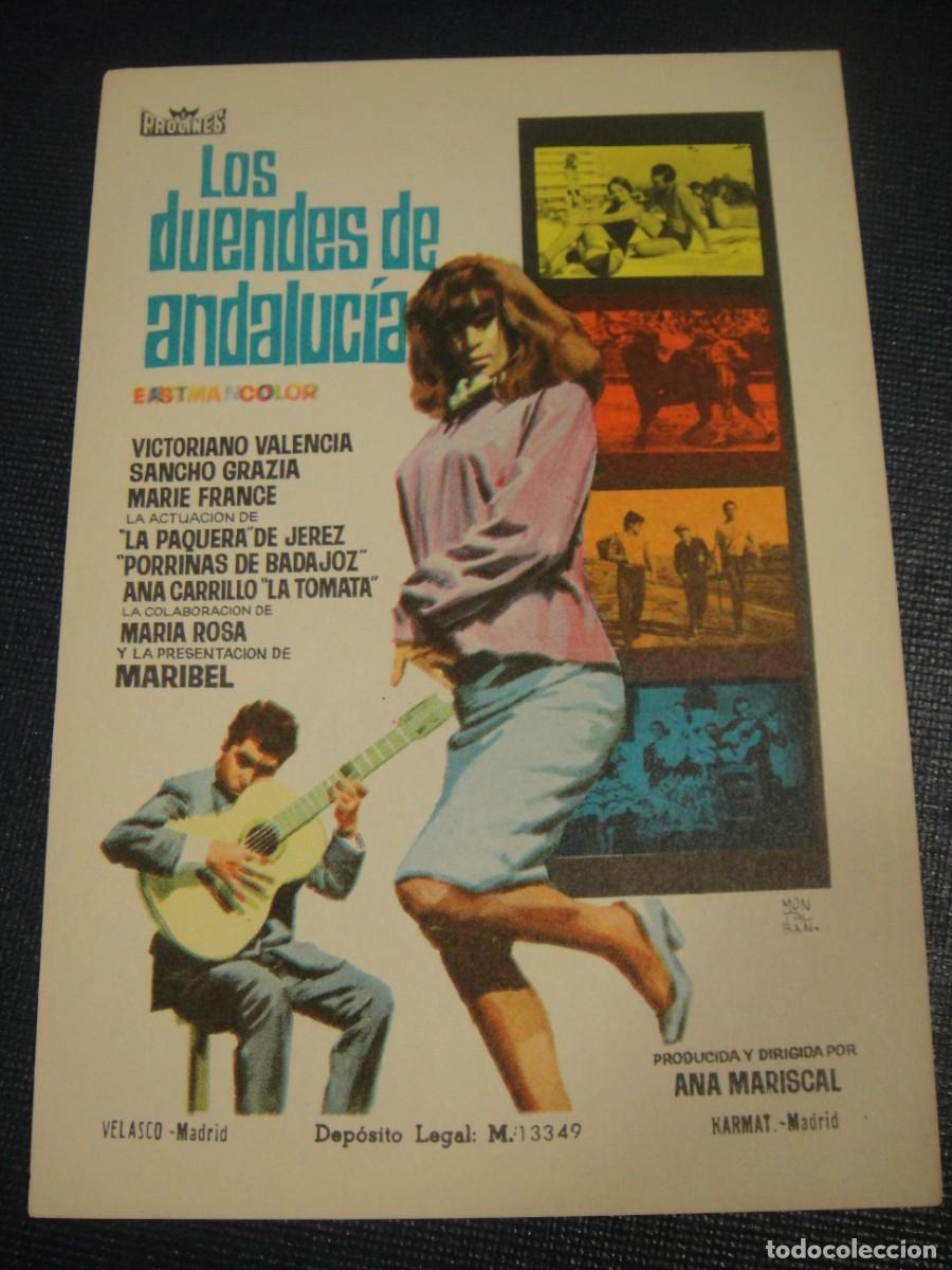 Cine: los duendes de andalucia - folleto de mano ,sin publicidad