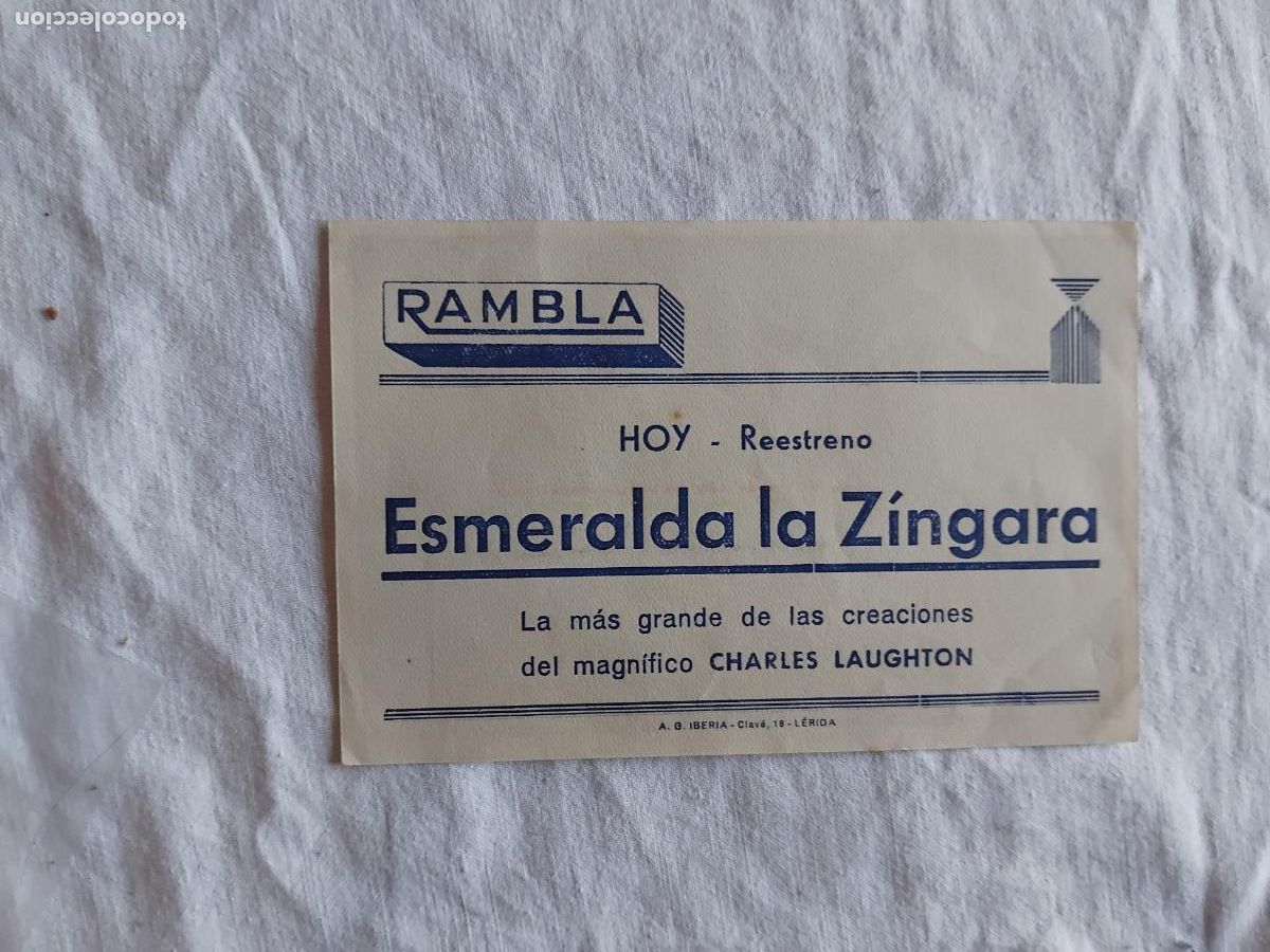 Cine: PROGRAMA DE CINE ESMERALDA LA ZINGARA. RAMBLA. LERIDA. - Foto 2