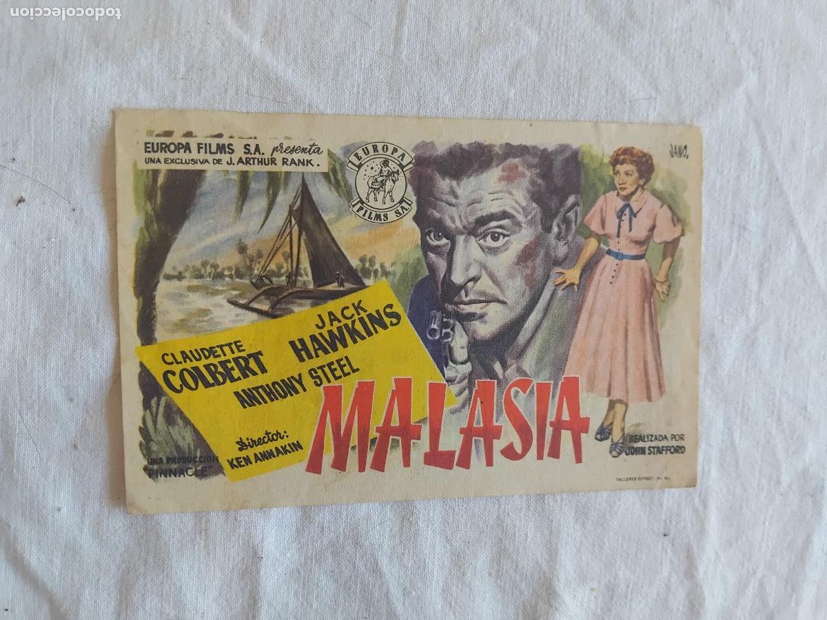 Cine: PROGRAMA DE CINE MALASIA. ODEON CINEMA. CANET DE MAR 1953. - Foto 1