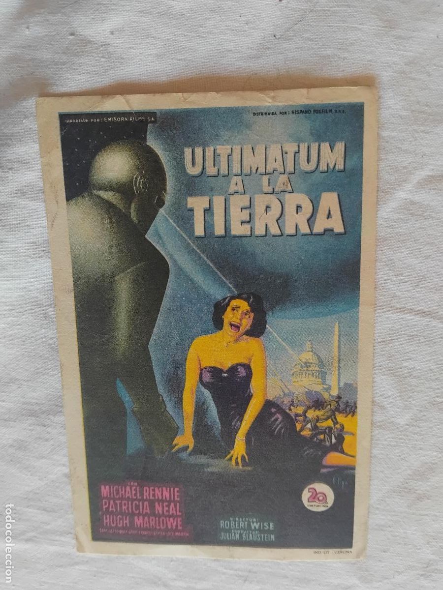 Cine: PROGRAMA DE CINE ULTIMATUM A LA TIERRA. SALA MERCED 1953.