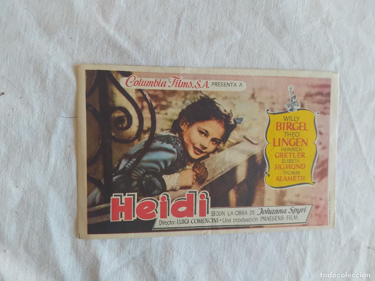 Cine: PROGRAMA DE CINE HEIDI. CINES ODEON Y MIRAMAR 1956.