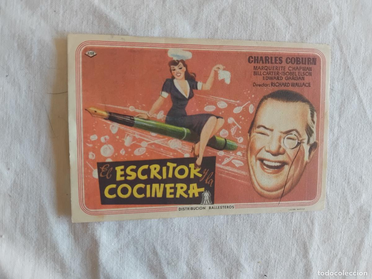 Cine: PROGRAMA DE CINE EL ESCRITOR Y LA COCINERA. CINE TEATRO CARMEN 1949.