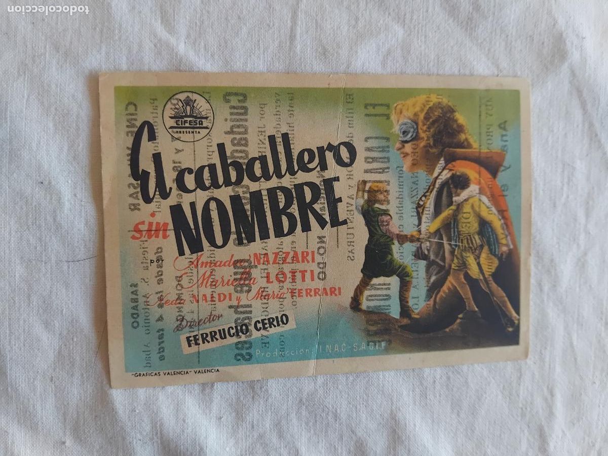 Cine: PROGRAMA DE CINE EL CABALLERO SIN NOMBRE. CINE VILASAR. - Foto 1