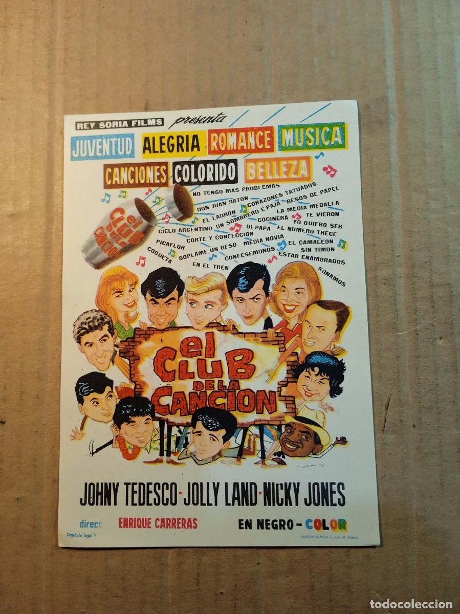 Cine: FOLLETO DE MANO SIN PUBLICIDAD EL CLUB DE LA CANCION