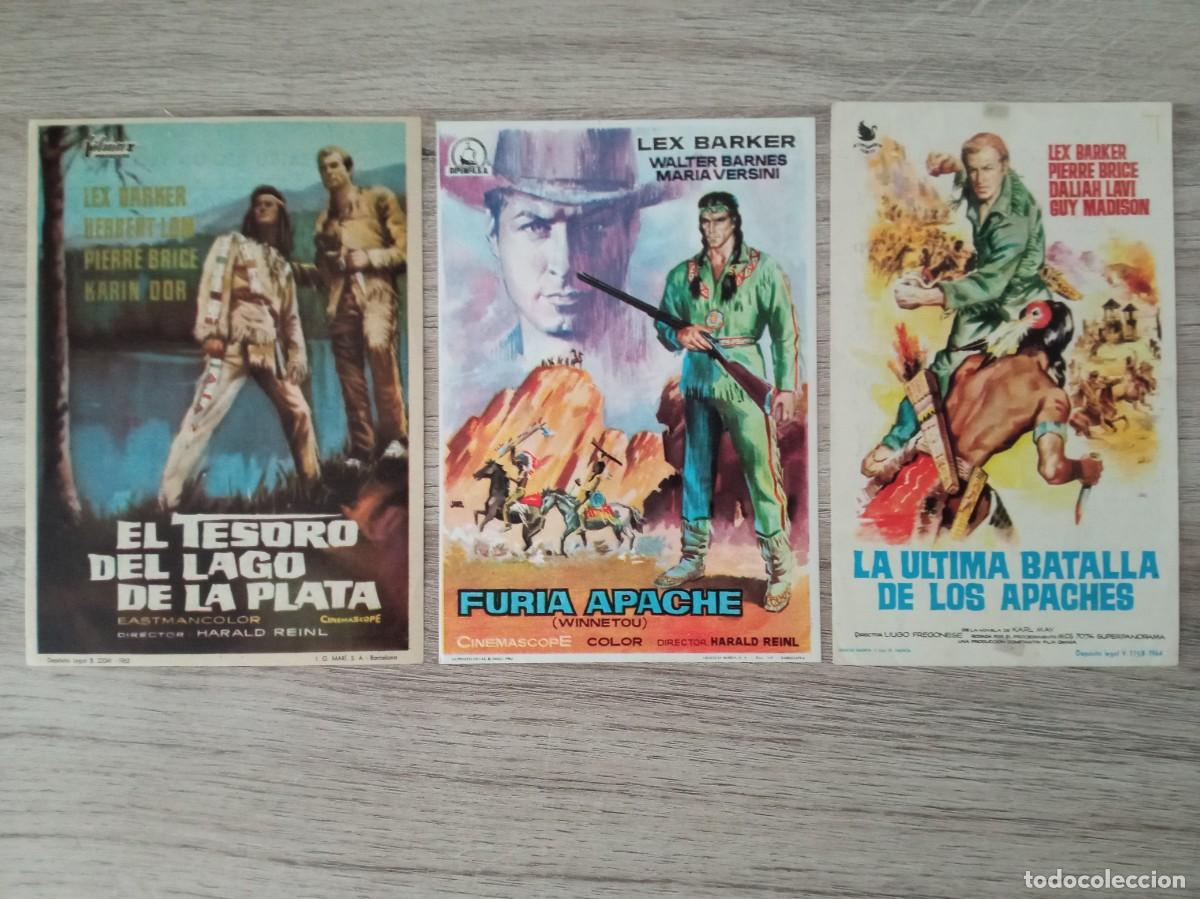 Cine: WINNETOU, 3 FOLLETOS DE PEL&Iacute;CULAS DEL PERSONAJE DE KARL MAY, LEX BARKER, PIERRE BRICE