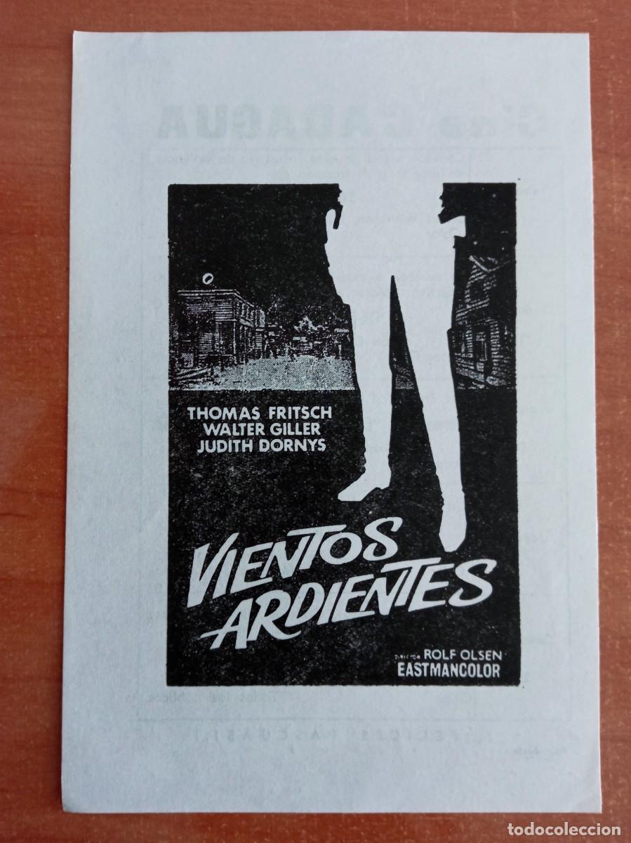 Cine: VIENTOS ARDIENTES, THOMAS FRITSCH, WALTER GILLER,JUDITH DORNYS FOLLETO LOCAL CINE CADAGUA, BALMASEDA