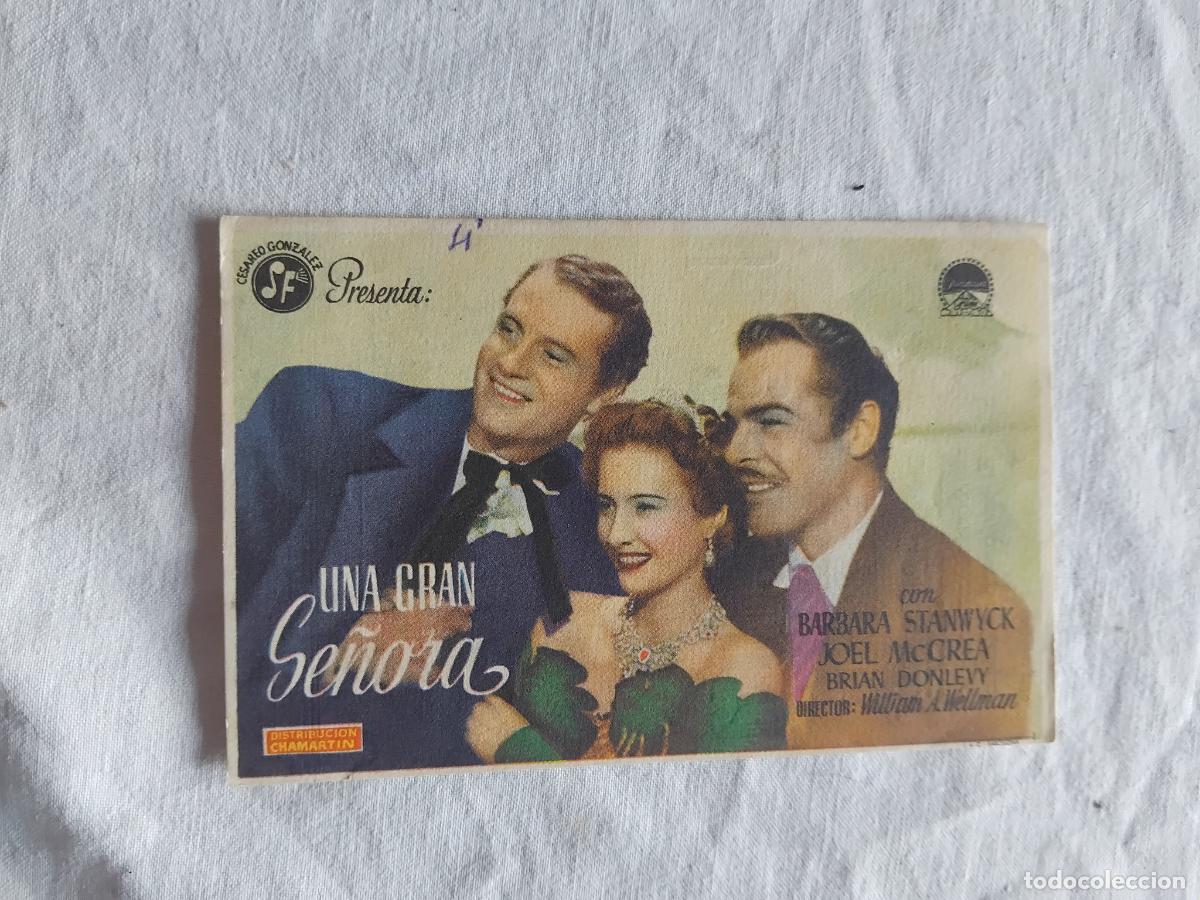 Cine: PROGRAMA DE CINE UNA GRAN SE&Ntilde;ORA. CINE SALA MERCED. ARENYS DE MAR. 1944.