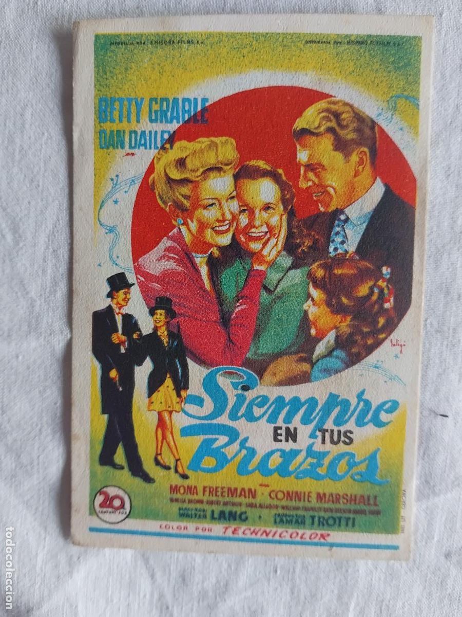Cine: PROGRAMA DE CINE SIEMPRE EN TUS BRAZOS. ODEON CINEMA. CANET DE MAR. 1952. - Foto 1