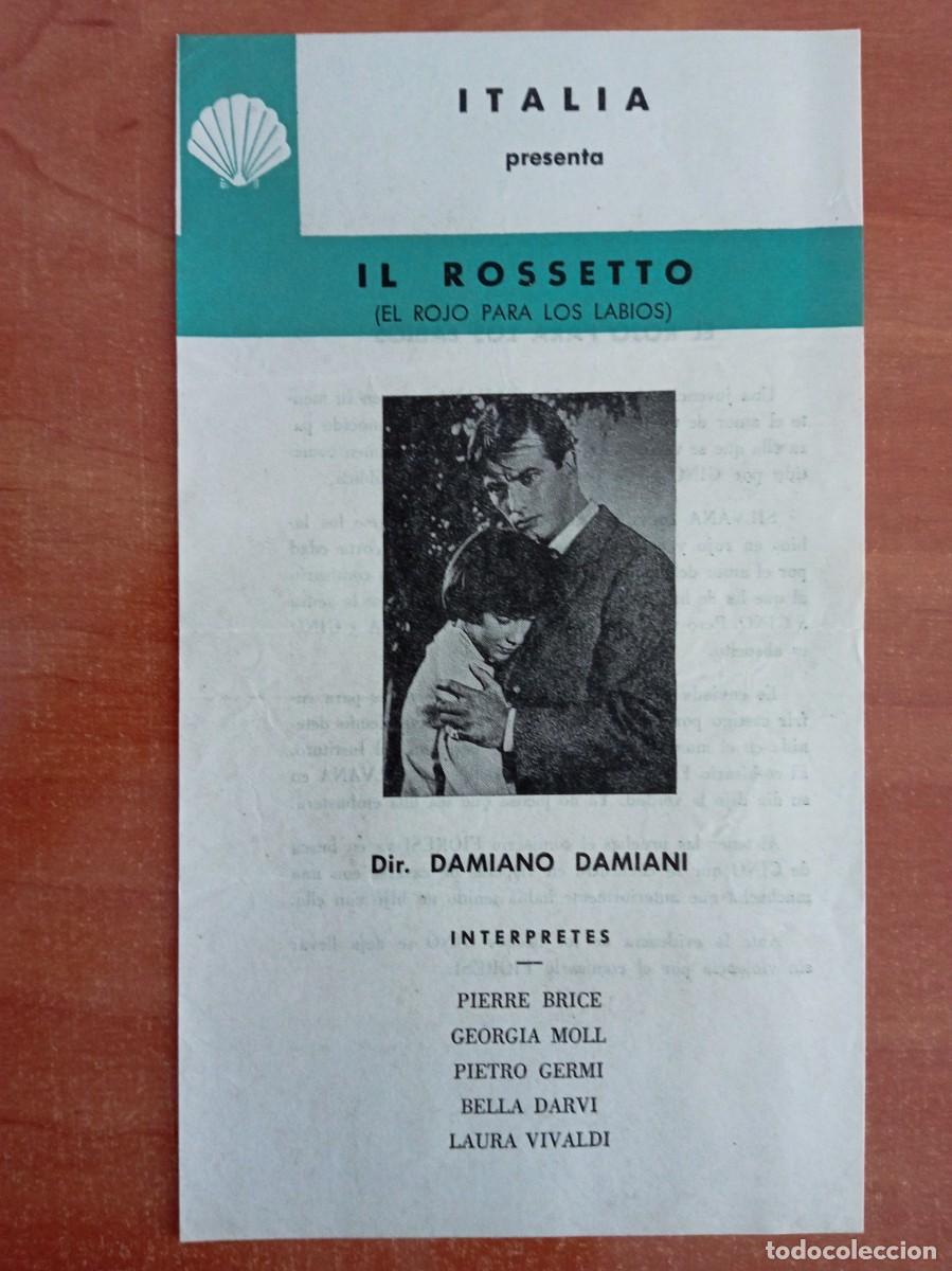 Cine: IL ROSSETTO (EL ROJO PARA LOS LABIOS), PIERRE BRICE, FOLLETO DEL FESTIVAL DE SAN SEBASTIAN DE 1961