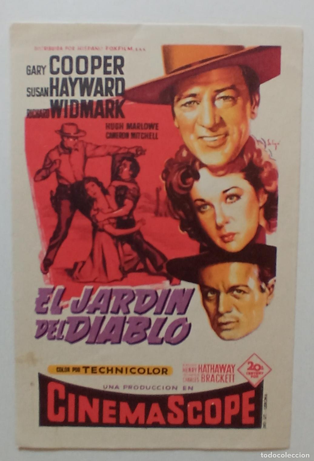  Flyers Publicitaires de films Anciens: PROGRAMA DE CINE. GARY COOPER. SUSAN HAYWARD. EL JARD&Iacute;N DEL DIABLO. SOLIG&Oacute;