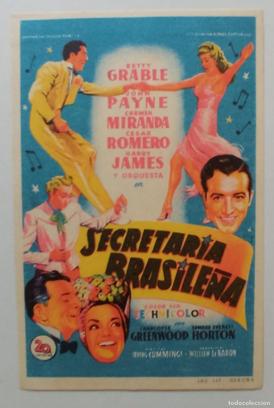 Cine: PROGRAMA DE CINE. BETTY GRABLE. JOHN PAYNE. SECRETARIA BRASILE&Ntilde;A. SOLIG&Oacute;.