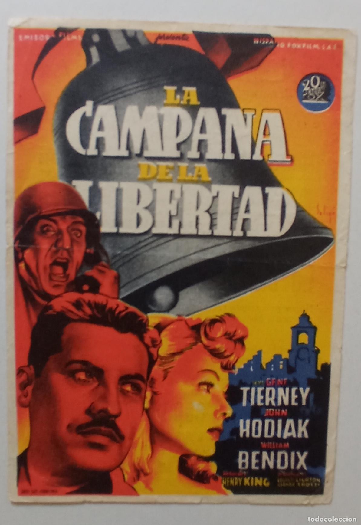 Cine: PROGRAMA DE CINE. GENE TIERNEY. LA CAMPANA DE LA LIBERTAD. SOLIG&Oacute;. CINEMA LA RAMBLA. TERRASSA