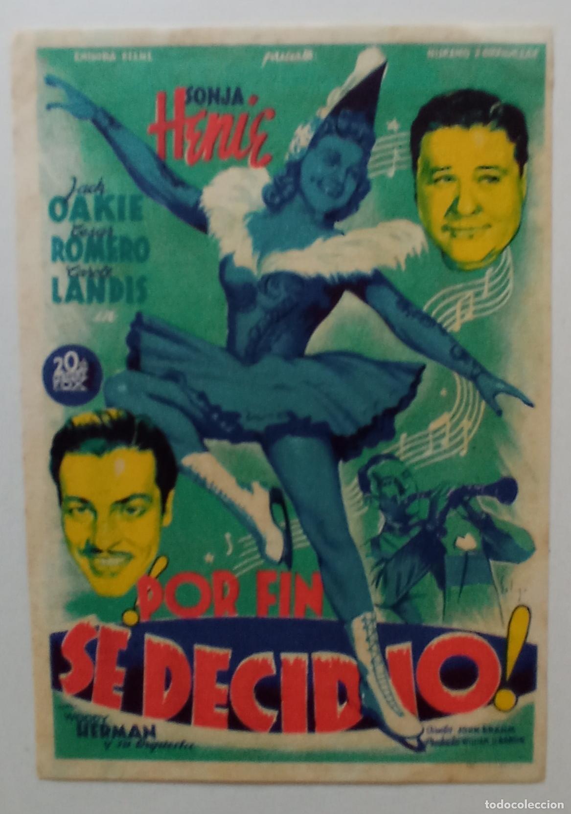 Cine: PROGRAMA DE CINE. SONJA HENIE. &iexcl;POR FIN SE DECIDIO! .SOLIG&Oacute;. CINE CUY&Aacute;S. LAS PALMAS