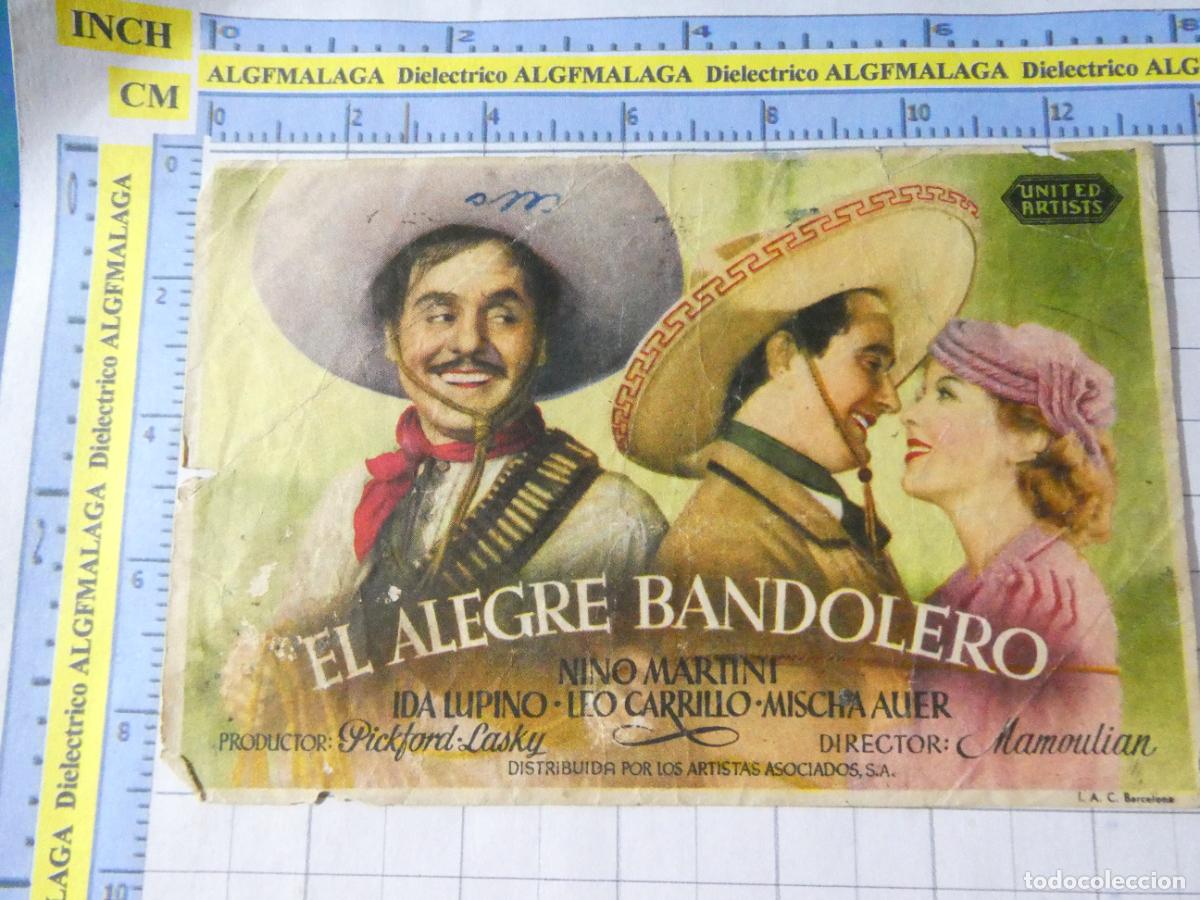 Cine: PROGRAMA MANO CINE PEL&Iacute;CULA EL ALEGRE BANDOLERO. PUBLICIDAD CINE JARDIN DUQUE M&Aacute;LAGA. 318