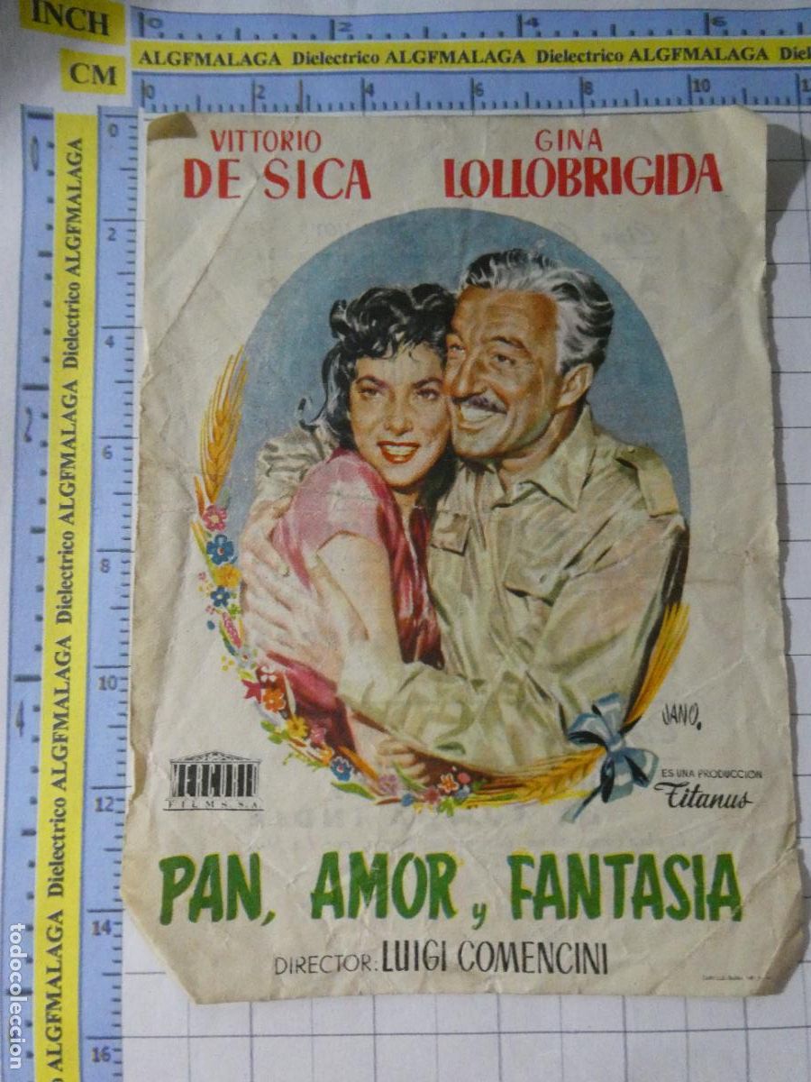 Cine: PROGRAMA MANO CINE PEL&Iacute;CULA PAN AMOR FANTASIA GINA LOLLOBRIGIDA. PUBLICIDAD CINE CAPITOL M&Aacute;LAGA. 320
