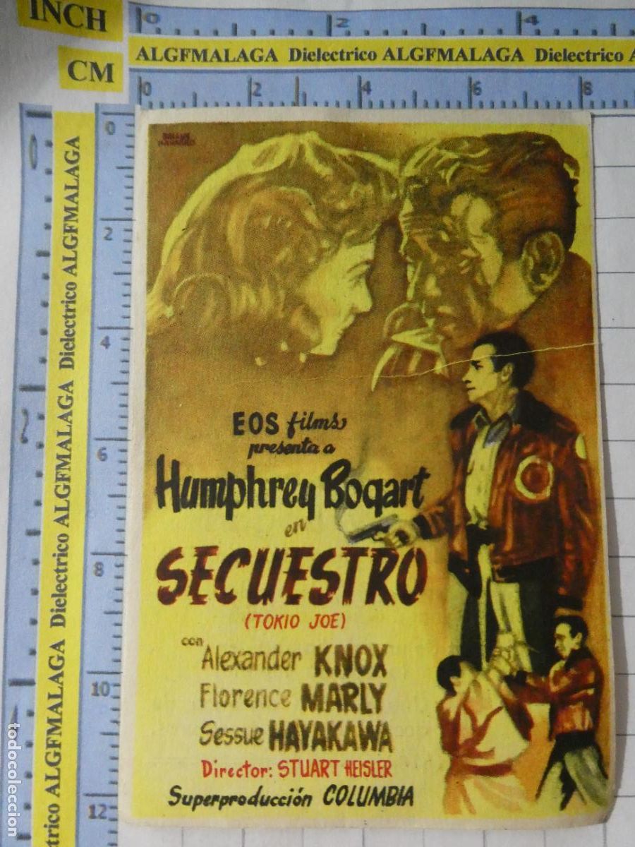 Cine: PROGRAMA MANO PELICULA SECUESTRO HUMPHREY BOGART. PUBLICIDAD TEATRO CERVANTES M&Aacute;LAGA. 327
