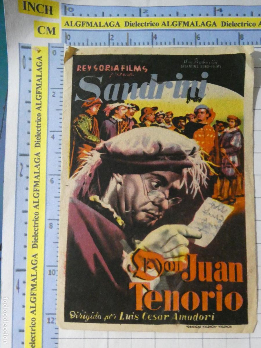 Cine: PROGRAMA MANO PELICULA DON JUAN TENORIO. PUBLICIDAD CINE ECHEGARAY M&Aacute;LAGA. 328