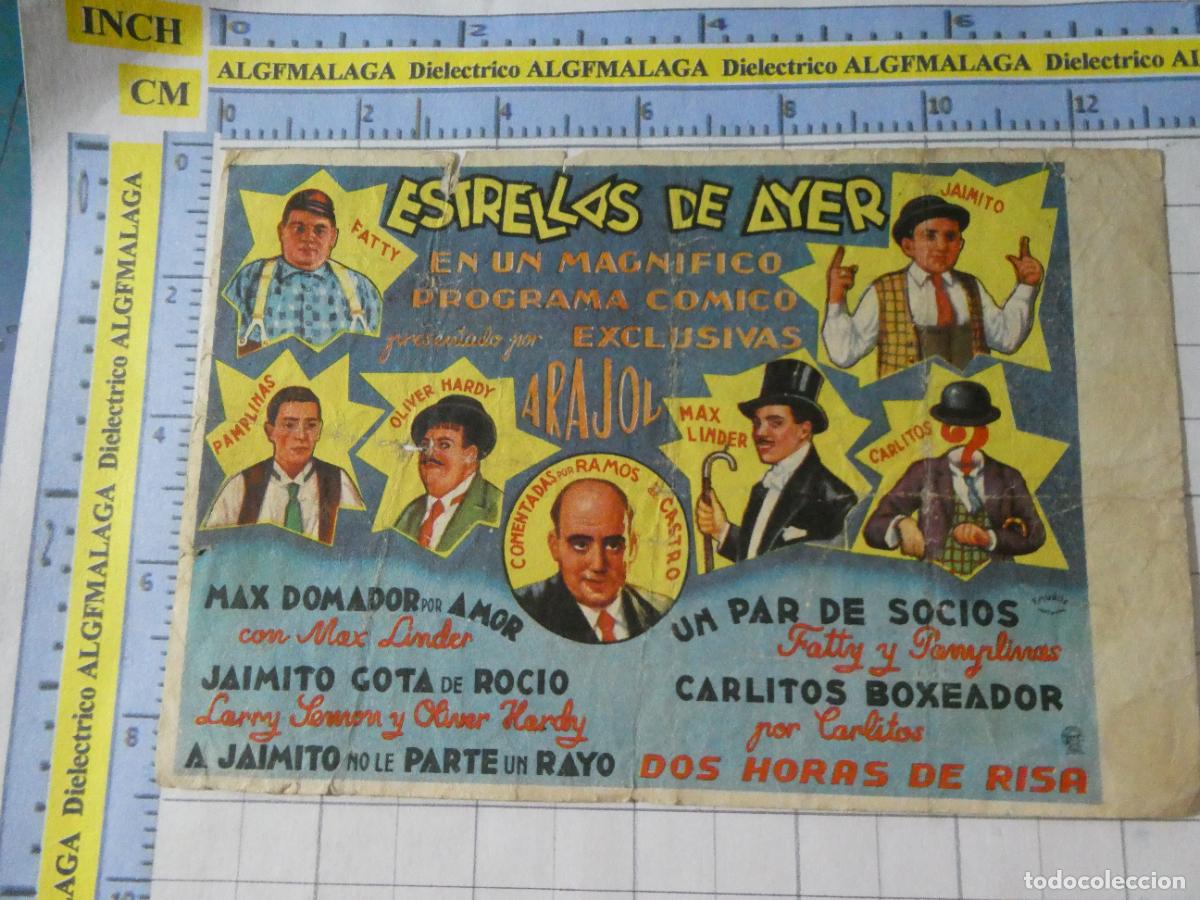 Cine: PROGRAMA MANO PELICULA ESTRELLAS DEL AYER 1943. PUBLICIDAD CINE ALK&Aacute;ZAR M&Aacute;LAGA. 330