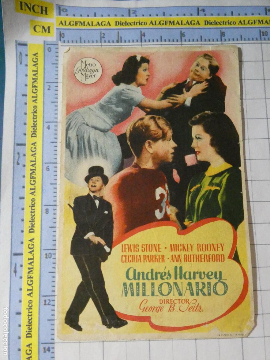 Cine: PROGRAMA MANO PELICULA ANDR&Eacute;S HARVEY MILLONARIO. PUBLICIDAD TEATRO CERVANTES M&Aacute;LAGA. 337