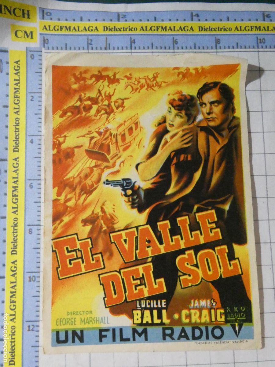 Cine: PROGRAMA MANO PELICULA EL VALLE DEL SOL 1946. PUBLICIDAD CINE AVENIDA M&Aacute;LAGA. 338