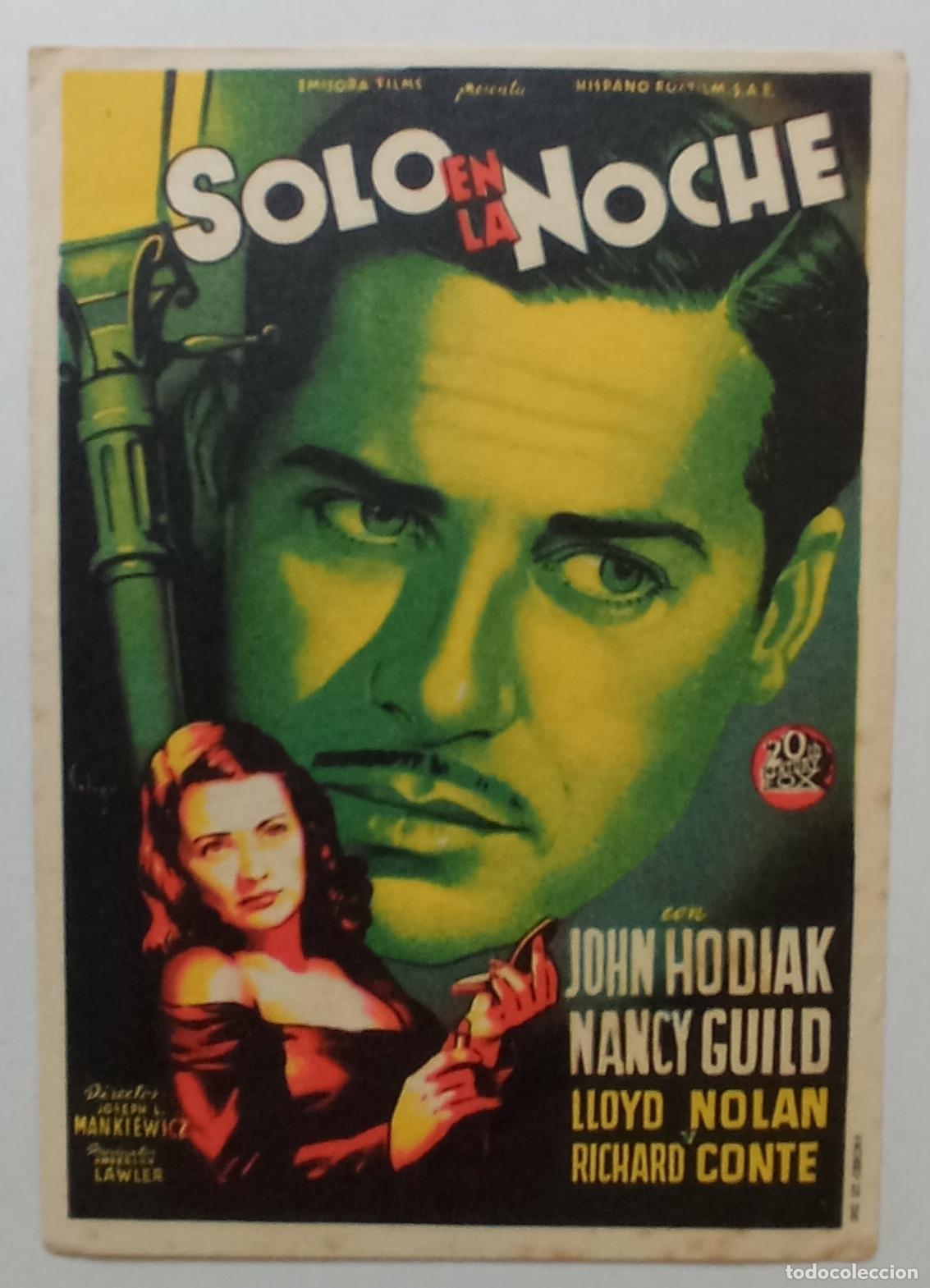 Cine: PROGRAMA DE CINE. JOHN HODIAK. SOLO EN LA NOCHE. SOLIG&Oacute;. - Foto 1