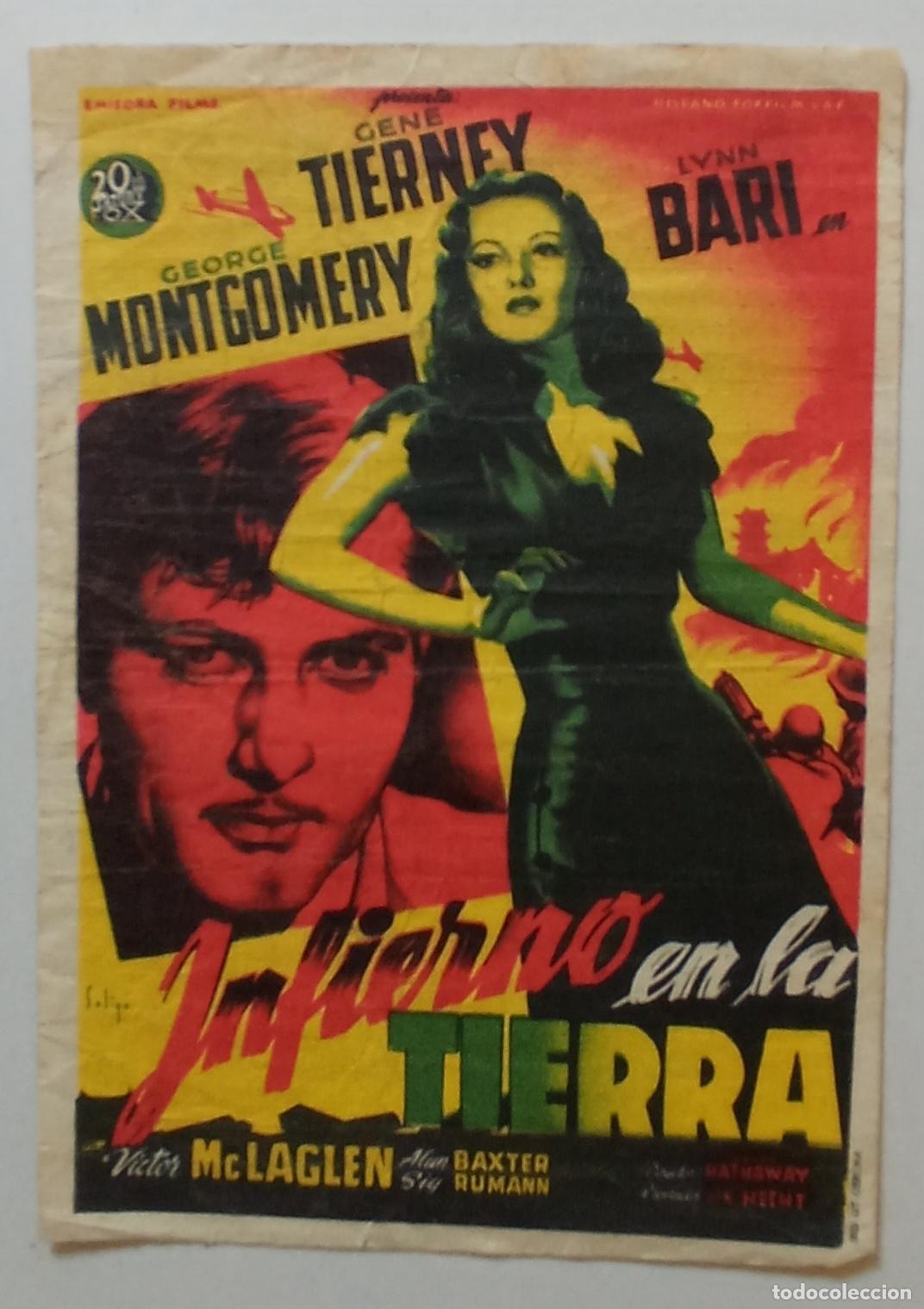 Cine: PROGRAMA DE CINE. GENE TIERNEY. INFIERNO EN LA TIERRA. SOLIG&Oacute;. CINE SANTA BRIGIDA. GRAN CANARIA